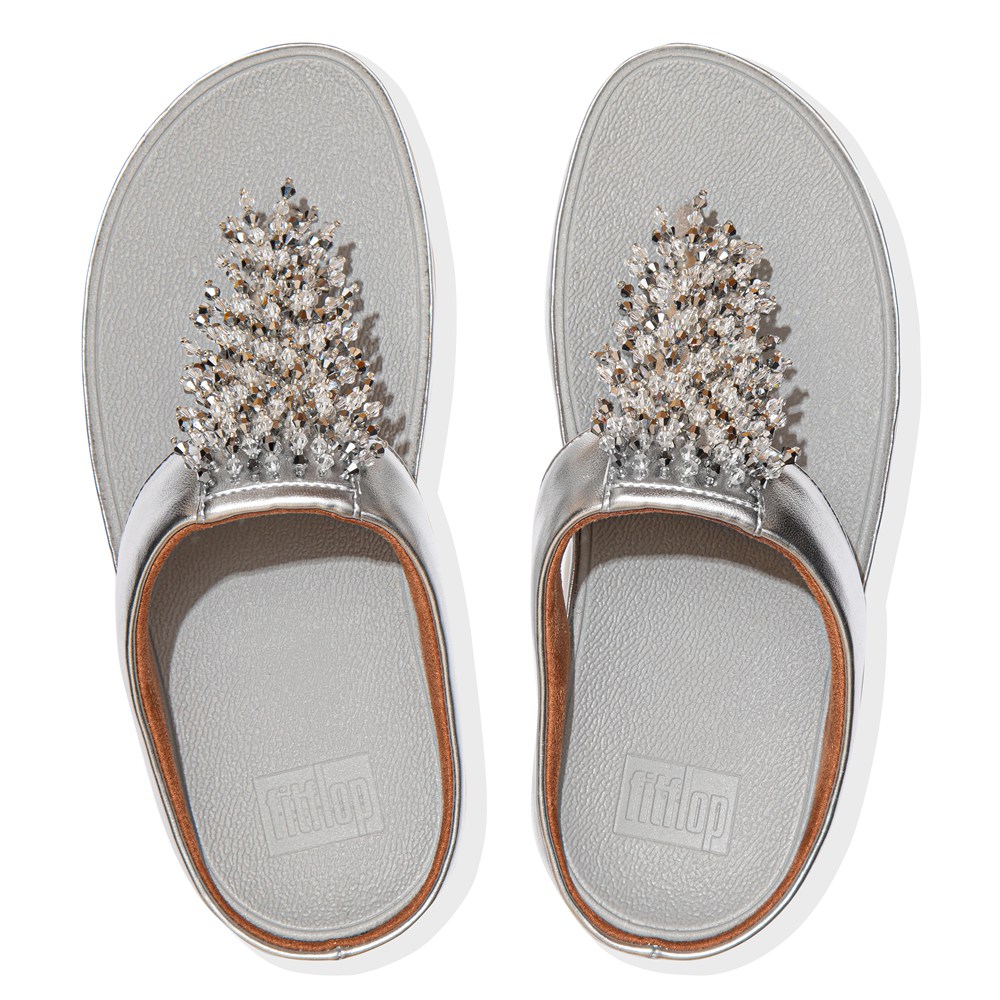 Fitflop Womens Sandals Silver - Rumba Beaded Toe-post - LH9418532